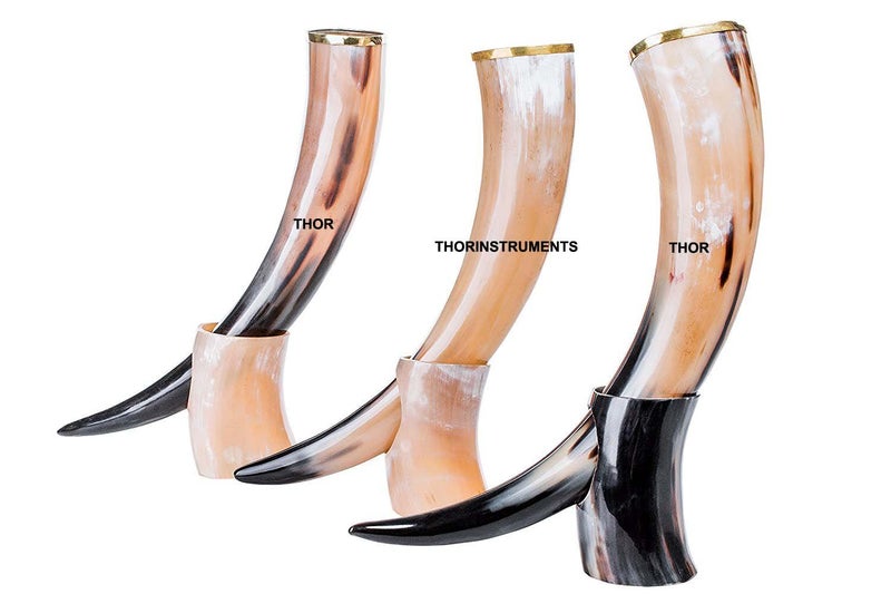 THOR INSTRUMENTS Viking Drinking Horn with Stand â€“ Authentic & Food Safe Cup â€“ No Leaks Drinking Beer Mug Rustic Vintage Home Decor Gifts - Image 4